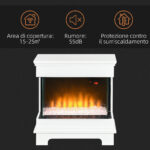 Caminetto Elettrico a 10 Colori con Spegnimento Automatico e Timer da 12h, 61x28x66,5 cm, Bianco - immagine 7