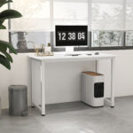 Scrivania per Computer con Piedini Regolabili in Truciolato e Acciaio, 120x60x76 cm, Bianco - immagine 8