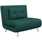 Poltrona Letto Singolo con Schienale Reclinabile in Velluto, 1x88x83cm, Verde Scuro