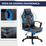Sedia da Gaming Poltrona da Ufficio Girevole con Rotelle in Similpelle - immagine 7