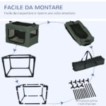 Trasportino per Cani Mini e Gatti con Cuscino, Sacca di Trasporto e Porte a Rete, 60x42x42 cm, Grigio - immagine 7
