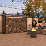 Legnaia con Struttura in Acciaio Galvanizzato e Base rialzata, 240x 86x160cm, Nero - immagine 2