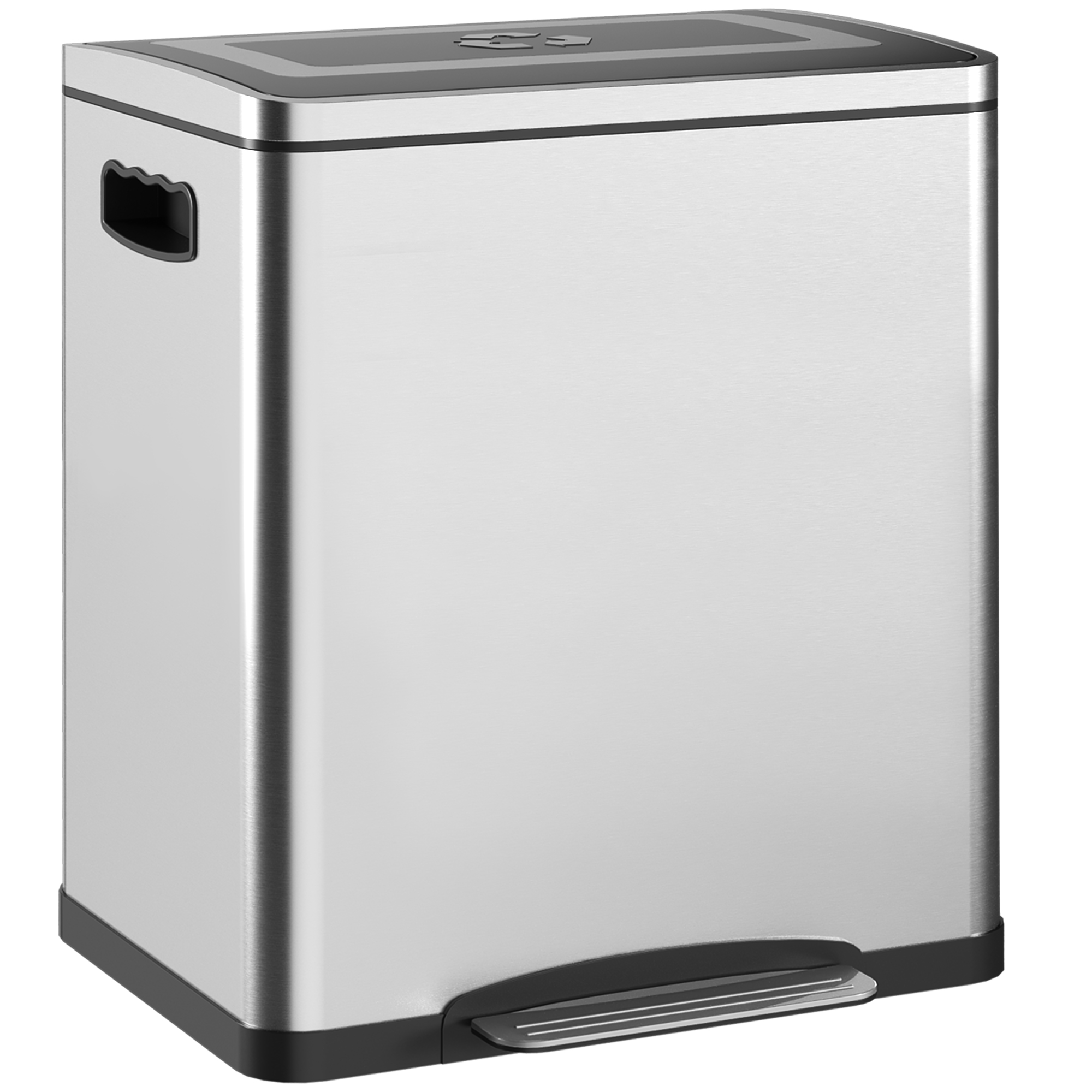 l5i9381949352a8ce.jpg Bidone Immondizia a 2 Sezioni da 15L a Pedale con Coperchio Silenzioso, in Acciaio Inox e PP, 40x34,8x47,5 cm - immagine 1