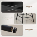 Set 2 Sgabelli Alti da Bar Moderno con Schienale e Braccioli, seduta Girevoli con Rivestimento in Velluto e Poggiapiedi, Beige | Aosom Italy - immagine 6