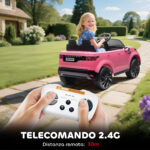 Macchina Elettrica per Bambini Licenza Land Rover con Fari LED, Clacson e Telecomando, 105x68,5x58 cm, Rosa - immagine 7