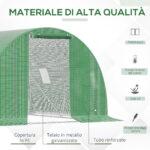 Serra a Tunnel da Esterno 3x3x2m con Copertura in PE, Porta con Cerniera e 4 Finestre, Verde - immagine 4