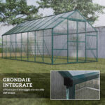 Serra da Giardino in Policarbonato, Metallo e Alluminio, Anti-UV e Antivento, 244x5x216cm, Verde - immagine 7