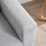 Divano 2 Posti Moderno in Stile Nordico con Schienale Trapuntato, in Poliestere e Legno, 145x76x88 cm, Grigio chiaro - immagine 9