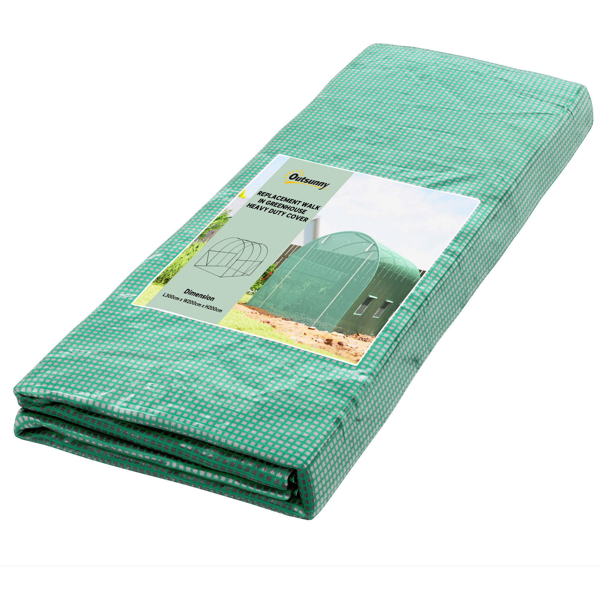 lFc725198a74ffaf3.jpg Telo per Serra in PE con 6 Finestre, Porta Avvolgibile e Bordi Interrati, 3x2x2 m, Verde - immagine 1