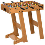 Calcio Balilla Pieghevole in Legno con 6 Aste, 18 Giocatori e Segnapunti, 69x37x70cm