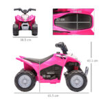 Quad Elettrico per Bambini 18-36 Mesi con Luci LED, Clacson e Pedali, 65,5x38,5x43,5 cm, Rosa - immagine 3