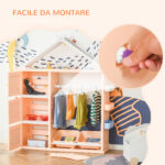 Armadio Cameretta, Mobile Portagiochi con Contenitori e Appendiabiti in PE Arancione, 128x34x155cm - immagine 5