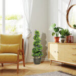 Set 2 Piante Artificiale a Spirale in PE da 90 cm con Vaso Incluso, Verde e Blu - immagine 9