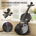 Violino 4/4 in Legno di Abete e Acero con Custodia, Arco, Spalliera e Pece, Nero - immagine 7