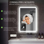 Specchio Bagno con Interruttore Touch, Luce LED a 3 Temperature e Antiappannamento, 70x1cm - immagine 4