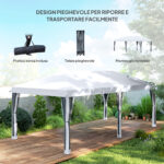 Gazebo da Giardino 6x3 m Pieghevole con Zanzariera e Borsa di Trasporto, Crema - immagine 5
