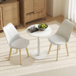 Tavolo da Cucina Rotondo per 2 Persone dal Design Moderno in Acciaio, Ø60x72 cm, Bianco - immagine 6
