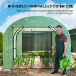 Serra a Tunnel per Orto 3x3x2 m in Acciaio e PE Anti UV con Porte Avvolgibili e Finestre, Verde - immagine 5