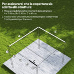 Telo Pergola per Esterni Anti UV in Poliestere Bianco Crema con 8 Fori di Drenaggio, 286x245 cm - immagine 4