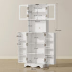 Mobile Dispensa Cucina con 2 Armadietti e 8 Ripiani, in Legno e Acrilico, 60x39,5x179,6 cm, Bianco - immagine 3