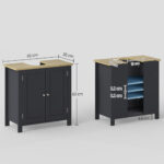 Mobile Sottolavabo in Truciolato e MDF a 2 Ante con Ripiano Interno Regolabile, 60x30x60 cm, Grigio - immagine 3