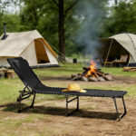 Lettino Prendisole in Acciaio e Tessuto Traspirante con Schienale Reclinabile, 189x58x30 cm, Nero - immagine 8