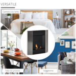 Camino Bioetanolo da Parete con Serbatoio da 0,7L e Copertura 20m², Acciaio, 72x11x72cm, Argento e Nero - immagine 7