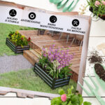 Set di 2 Letti per Orto Rialzato con Fondo Aperto in Acciaio Galvanizzato, 1x60x30cm, Grigio - immagine 7