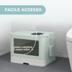 Lettiera per Gatti Chiusa con Coperchio e Doppia Entrata, Cassetto Estraibile, Paletta e Spazzola, Verde - immagine 5