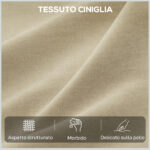 Poltrona Reclinabile Elettrica in Ciniglia con Poggiapiedi, Poggiatesta Regolabile e Prese, 80x93x103 cm, Beige - immagine 6