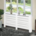 Copritermosifoni a Doghe con Ripiano Portaoggetti, in Legno, 172x19x81 cm, Bianco - immagine 2