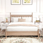 Comodino con Cassetto e Ripiano Aperto in Stile Francese in Legno, 45x35x55 cm, Bianco e Rovere - immagine 9