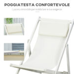 Set 2 Sedie Poltrona Sdraio da Esterni Pieghevoli e Reclinabili in Alluminio, 1x60x85 cm, Beige - immagine 7