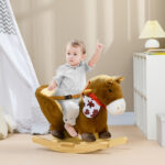Cavallo a Dondolo per Bambini da 18-36 Mesi con Suoni Realistici, 60x33x50 cm, Marrone e color Legno - immagine 2