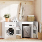 Mobile Sopra Lavatrice con 2 Ripiani Aperti e Autoportante, 96x60x95 cm, Bianco - immagine 9