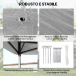 Gazebo da Esterno ad Altezza Regolabile con Zanzariere, in Metallo e Tessuto Oxford, 3,3x3,3x2,8 m, Grigio Scuro - immagine 7