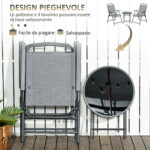 Set da Giardino 3 Pezzi con 2 Sedie 53,5x64x93 cm e Tavolino da Caffè Ø45x50 cm, in Metallo, Grigio Chiaro - immagine 4