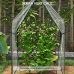 Mini Serra da Giardino con 2 Porte Avvolgibili e Copertura in PE 90x90x145cm, Trasparente - immagine 4