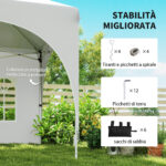 Gazebo da Giardino Pieghevole 3x6 m con Pareti Rimovibili e Borsa di Trasporto, Bianco - immagine 5