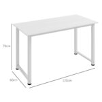 Scrivania per Computer con Piedini Regolabili in Truciolato e Acciaio, 120x60x76 cm, Bianco - immagine 3