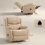 Poltrona Relax Reclinabile con 8 Punti Massaggianti, Riscaldanti e Poggiapiedi, 87x97X1 cm, Beige - immagine 3