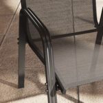 Set 4 Sedie da Giardino Impilabili e Salvaspazio con Braccioli in Metallo e Tessuto a Rete, Nero - immagine 9