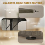 Tavolo da Pranzo in Stile Industriale per 8 Persone max, in Legno e Acciaio, 180x80x75 cm, Grigio - immagine 5