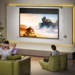 Telo per Proiettore 84 Pollici con Telecomando, in PVC e Metallo, 212x8x150 cm, Bianco - immagine 2