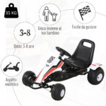 Go-Kart a Pedali Bianco per Bambini 3-6 Anni con Sedile Regolabile, Ruote in Plastica, Freno a Mano e Cambio - immagine 7