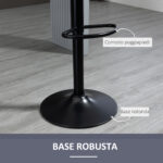 Set 2 Sgabelli Alti da cucina Moderno con Schienale e Poggiapiedi, Girevoli con Altezza Regolabile, imbottitura velluto, Grigio | Aosom Italy - immagine 6