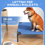 Cuccia Lettino per Cani Rialzato Pieghevole per Interno ed Esterno in Metallo e Tessuto Oxford, 76x61x18 cm, Blu - immagine 5