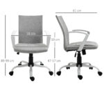 Sedia da Ufficio Ergonomica a Dondolo, Sedia da Studio Girevole, Poltrona Scrivania con Altezza Regolabile in Tessuto, 61x61x89-99 cm, Grigio Chiaro - immagine 3