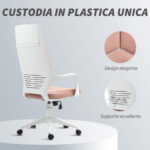 Sedia da Ufficio in Tessuto con Dondolo, Altezza Regolabile e Seduta Girevole, 63x63x117-127 cm, Rosa - immagine 8