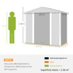Casetta da Giardino in Metallo con Porte Scorrevoli e Lucchetto con Chiavi, 2,1x1,2x1,9m, Grigio Scuro - immagine 3